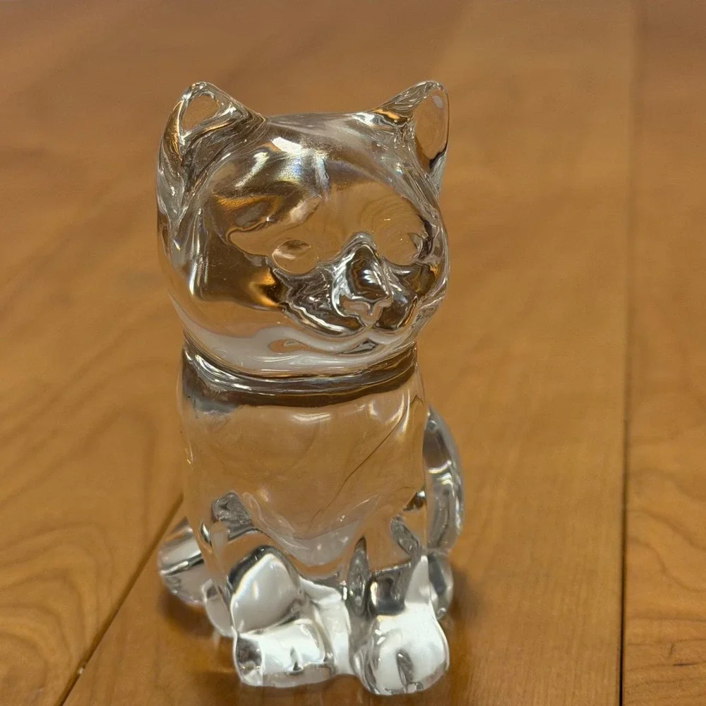 Princess House Clear Crystal Cat Figurine Sitting Glass Kitty Paperweight 3.75